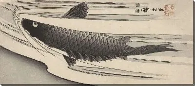 Картина Плавание карпа (1852) (Karper opzwemmend tegen een waterval)