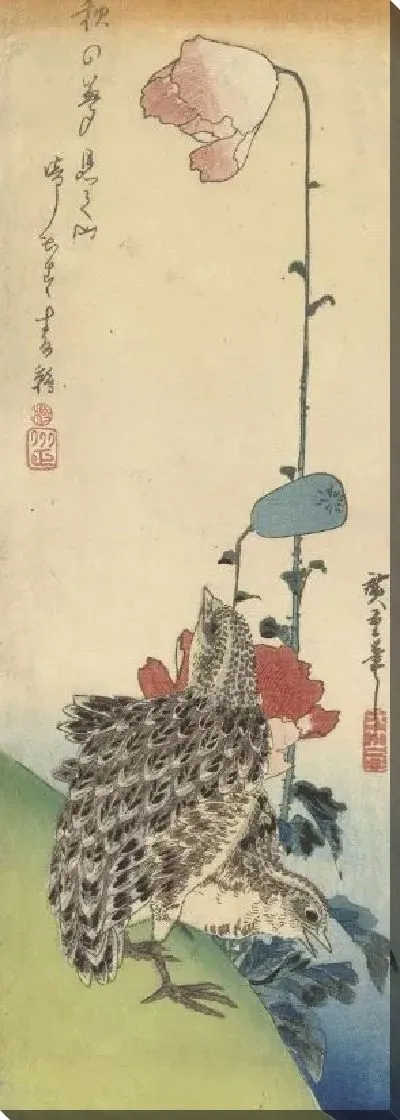 Картина Перепела и маки (1830-1835) (Kwartels en papavers)