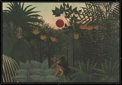 Американский индеец борется с гориллы (1910) (Tropical Landscape: American Indian Struggling with a Gorilla)