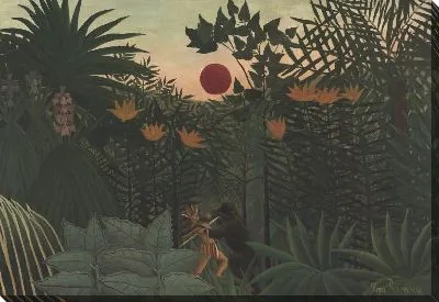 Американский индеец борется с гориллы (1910) (Tropical Landscape: American Indian Struggling with a Gorilla)