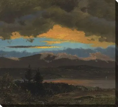 Картина Закат по долине Гудзона (1870) (Sunset across the Hudson Valley, New York)