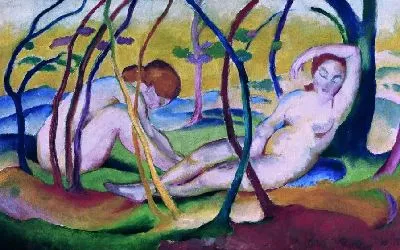 Картина Обнаженные под деревьями (1911) (Nudes under Trees)