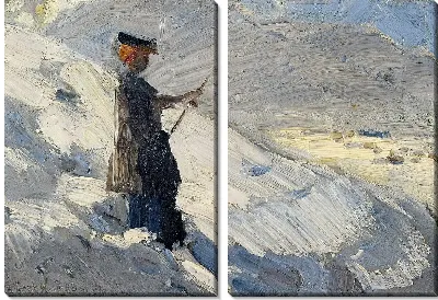Картина Женщина стоит среди зимнего пейзажа (1906) (Woman standing in Winter Landscape)