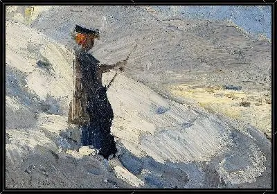 Женщина стоит среди зимнего пейзажа (1906) (Woman standing in Winter Landscape)