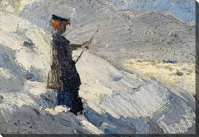 Женщина стоит среди зимнего пейзажа (1906) (Woman standing in Winter Landscape)