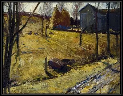 Картина Стога и амбар (1909) (Haystacks and Barn)