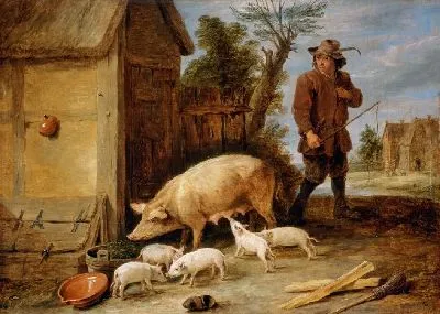 Картина Свинья и ее дети (1690) (A Sow and her Litter)
