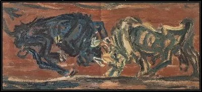Картина Борьба быков (1916-1956) (Bulls Fighting)