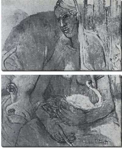 Картина Бык и девочка (1916-1940) (A Bull and a Girl)