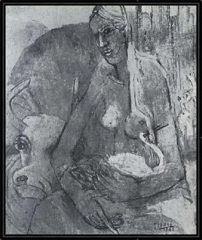 Картина Бык и девочка (1916-1940) (A Bull and a Girl)