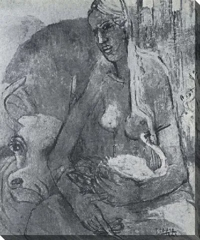Картина Бык и девочка (1916-1940) (A Bull and a Girl)