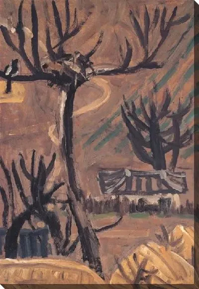 Картина Пейзаж с деревьями и сороками (1916-1956) (Landscape of Tongyeong with Trees and Magpies)