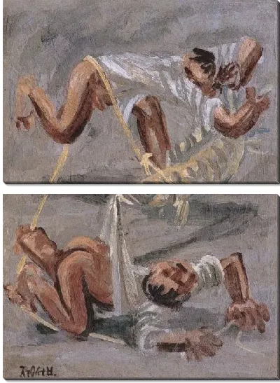 Картина Два мальчика играют с рыбой (1916-1956) (Two Boys Playing with Fish)