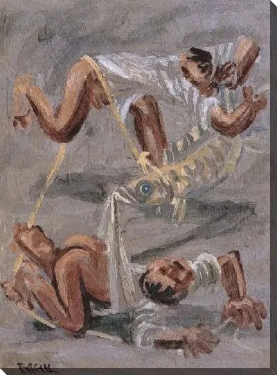 Картина Два мальчика играют с рыбой (1916-1956) (Two Boys Playing with Fish)