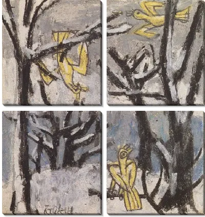 Картина Деревья и желтые птицы (1916-1956) (Trees and Yellow Birds)