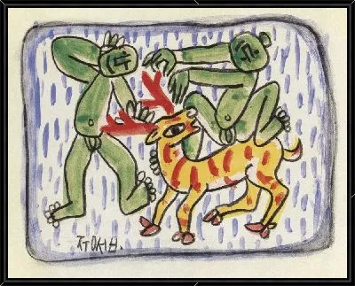 Картина Два мальчика и олень (1916-1956) (Two Boys and Deer)