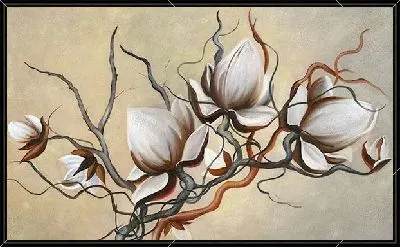 Магнолии на бежевом фоне