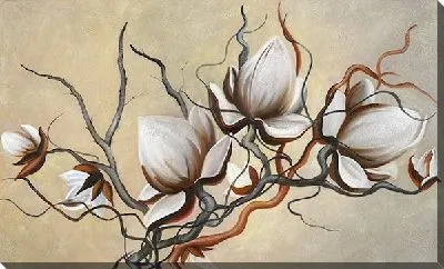 Магнолии на бежевом фоне