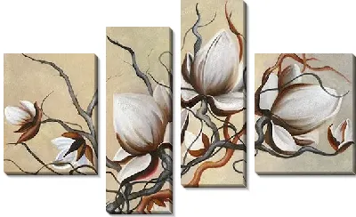 Магнолии на бежевом фоне