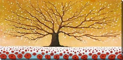 Картина маслом Дерево и поле маков