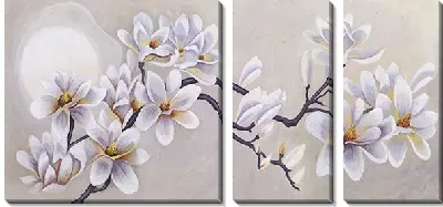 Модульная картина Цветущая ветка магнолии