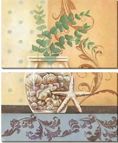 Модульная картина Морские ракушки в вазе