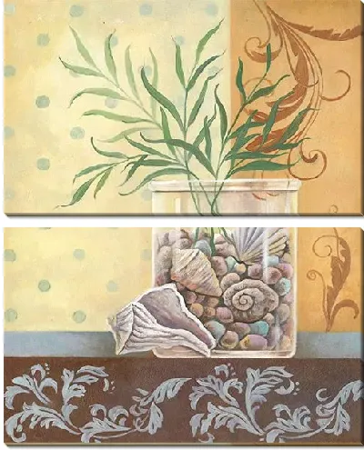 Модульная картина Морские ракушки в вазе №2