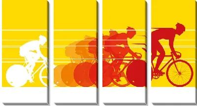 Модульная картина Велосипедисты №7