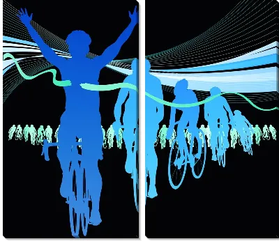 Модульная картина Велосипедисты на финише №2