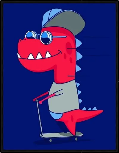 Картина Динозавр на скейте