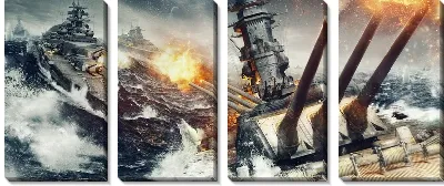 Модульная картина Морской бой World of Warships