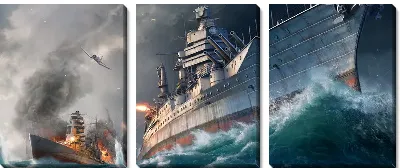 Модульная картина Морской бой World of Warships №2