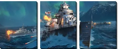 Модульная картина Морской бой World of Warships №3