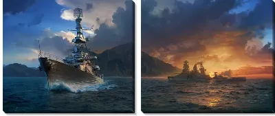 Модульная картина Морской бой World of Warships №5