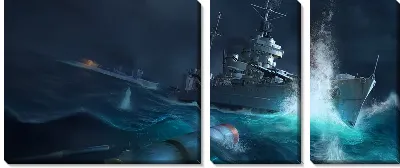 Модульная картина Морской бой World of Warships №6