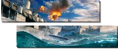 Модульная картина Морской бой World of Warships №9