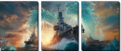 Модульная картина Морской бой World of Warships №11