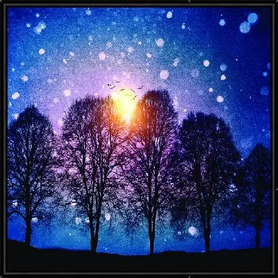 Картина Деревья на фоне Солнца