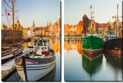 Утренний пейзаж Гданьск, Старый город в Польше