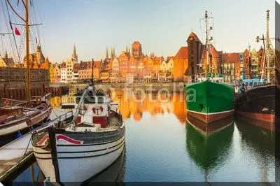 Утренний пейзаж Гданьск, Старый город в Польше
