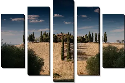 Модульная картина Итальянский пейзаж с кипарисами