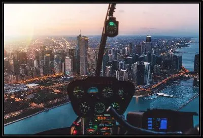 Картина Город из кабины вертолета