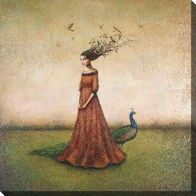 Картина маслом Девушка и птицы