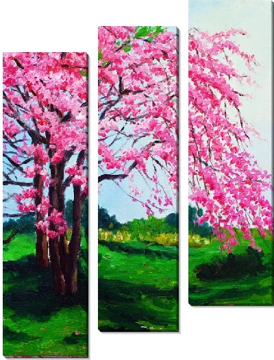 Модульная картина Розовое дерево №2