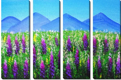 Модульная картина Цветы в поле №3