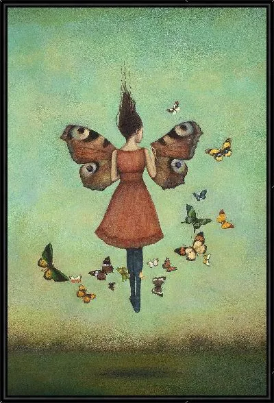 Картина Летящая девушка с бабочками