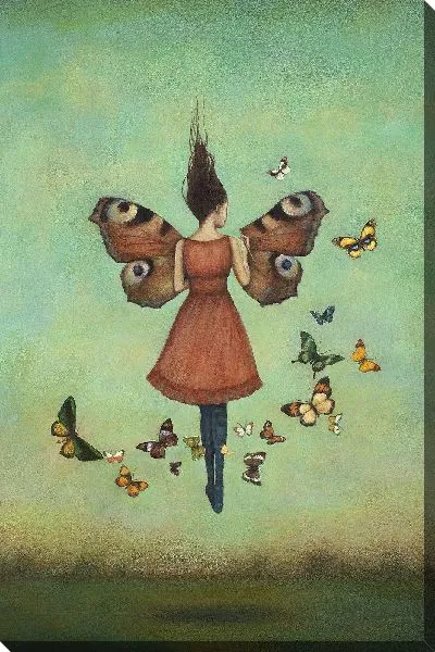 Картина маслом Летящая девушка с бабочками