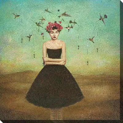 Картина маслом Девушка и птицы №2