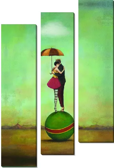 Модульная картина Пара под зонтом на шаре