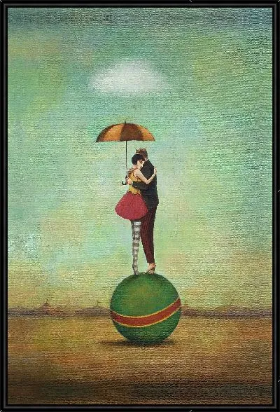 Картина Пара под зонтом на шаре